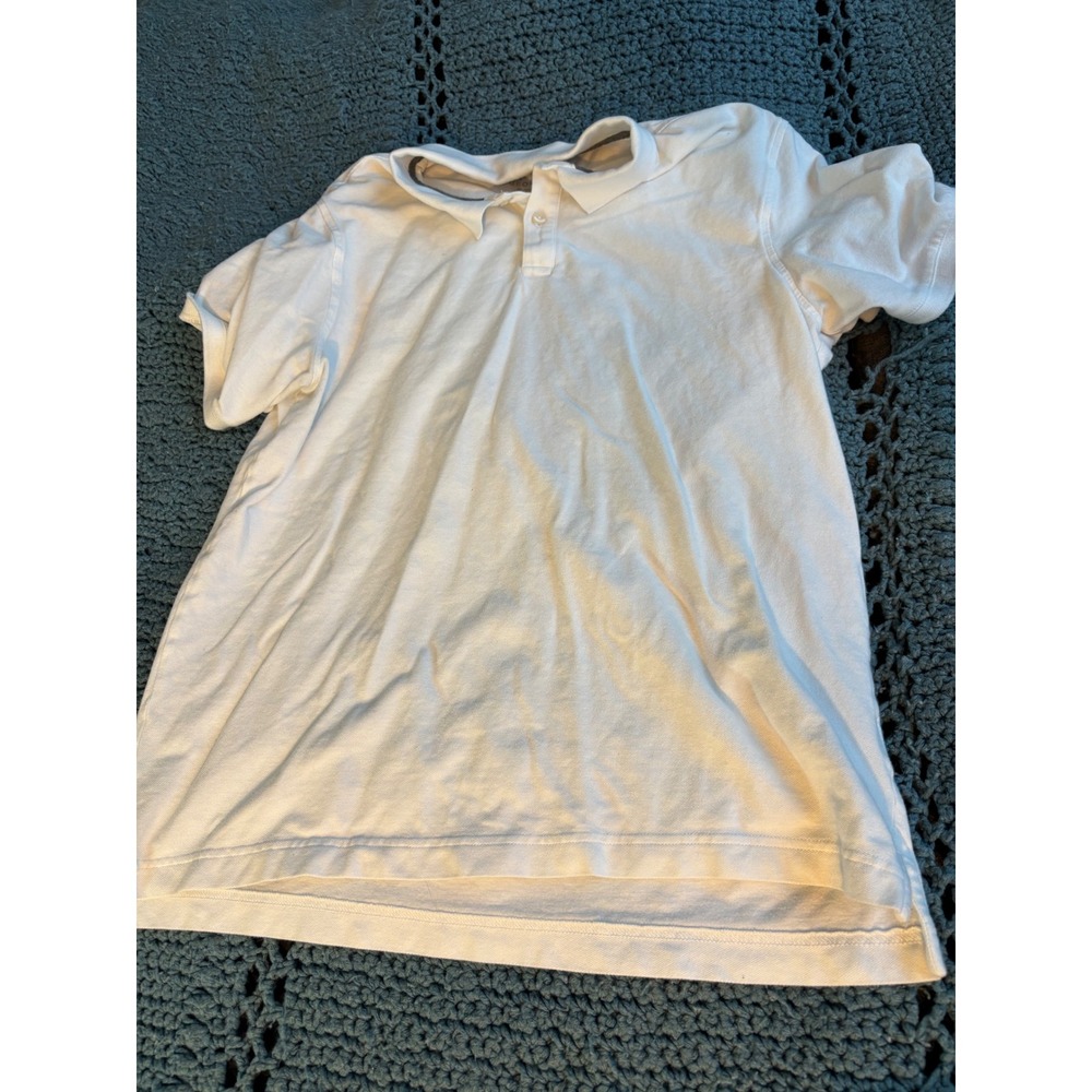 George Mens White Short Sleeve Pique Polo Shirt Size M 38-40 Cotton Blend